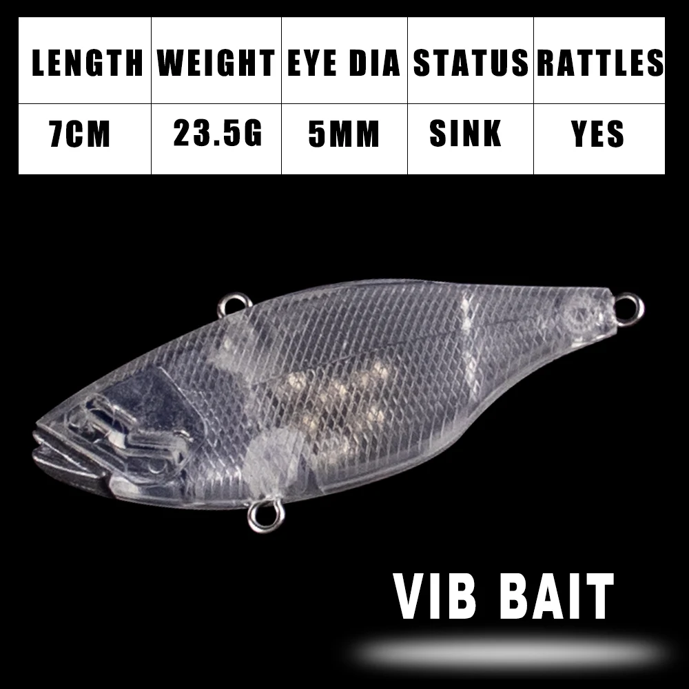 Detalle del tamaño y perfil del señuelo VIB de 7 cm