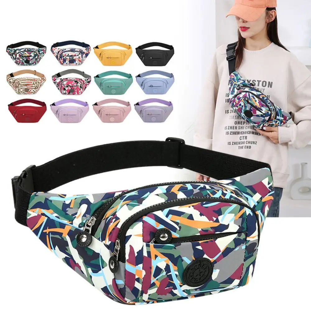 Riñonera impermeable floral con múltiples bolsillos y cartera nylon - imagen 5