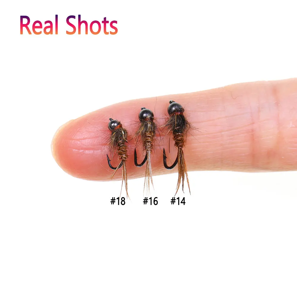 Bimoo Moscas ninfa cola faisán oreja liebre cabeza latón trucha lubina - imagen 3