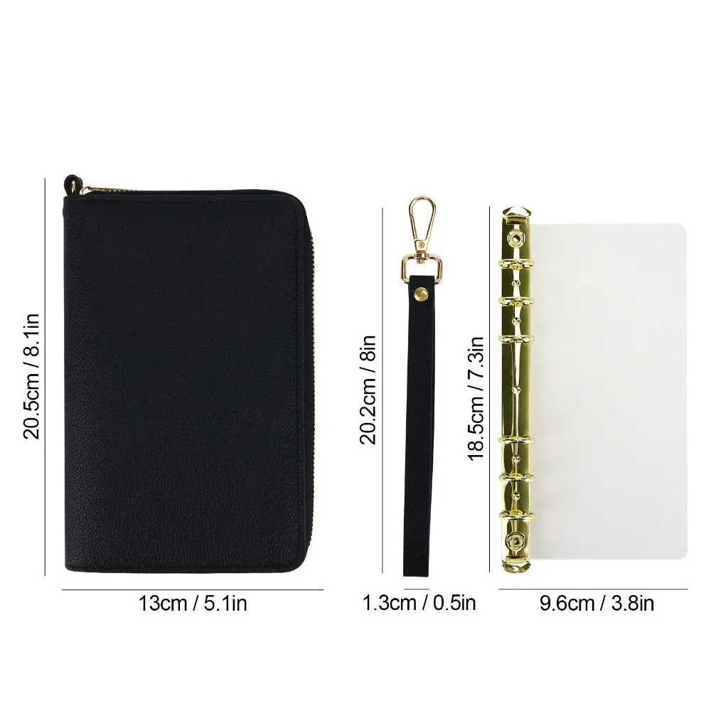 Cartera A6 de cuero PU con cremallera