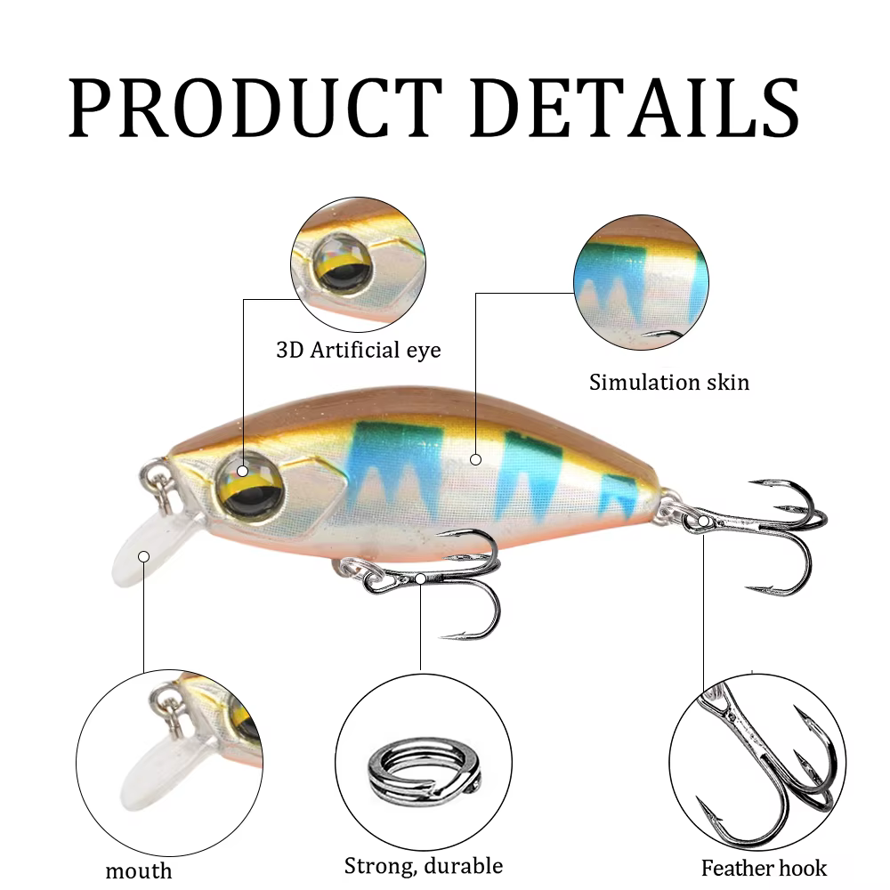 Crankbait Minnow 5cm hundido – Lubina Lucio - imagen 3