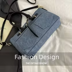 Bolso bandolera vaquero lavado de gran capacidad con hebilla