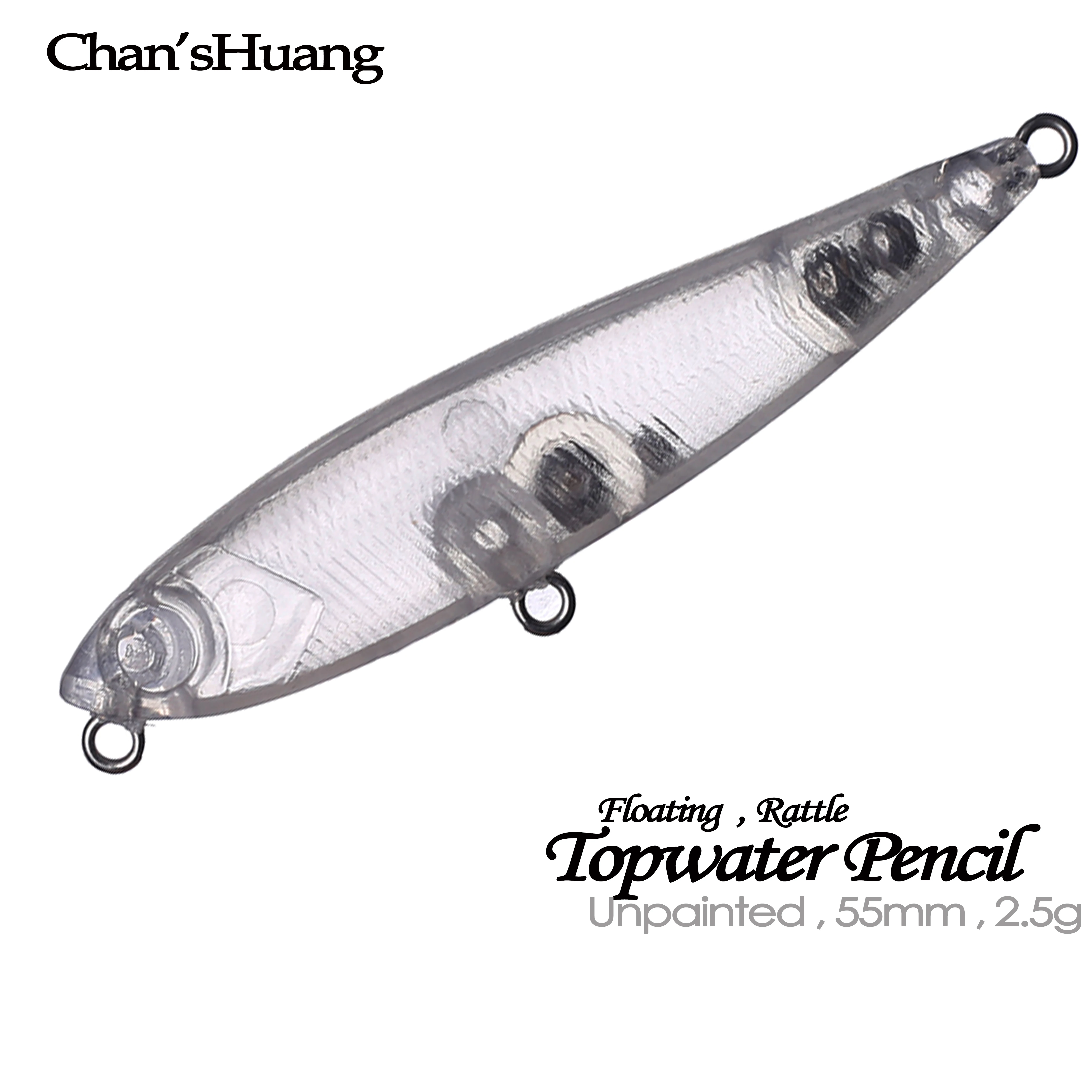 Chan'sHuang Senuelo Topwater Pencil Flotante 5,5cm Sonajero Blanco - imagen 4