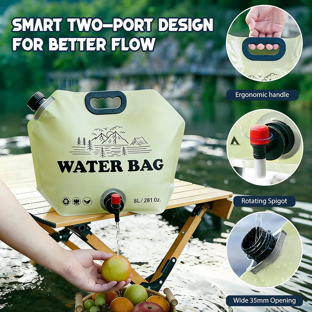 Bolsa de agua plegable con boquilla para camping y senderismo - imagen 3