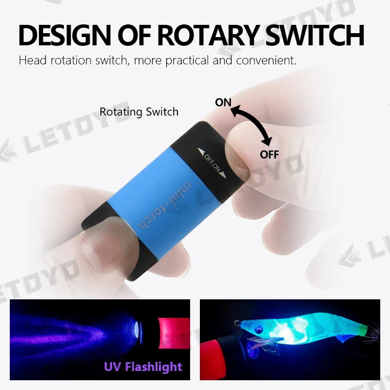 LETOYO Linterna UV LED recargable USB - Mini impermeable pesca marina - imagen 3