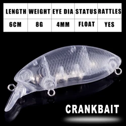 Dr.Holife crankbait sin pintar con sonajero – cuerpos flotantes