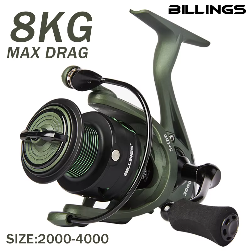 BILLINGS Carrete giratorio - Aluminio, arrastre de 17,6 libras