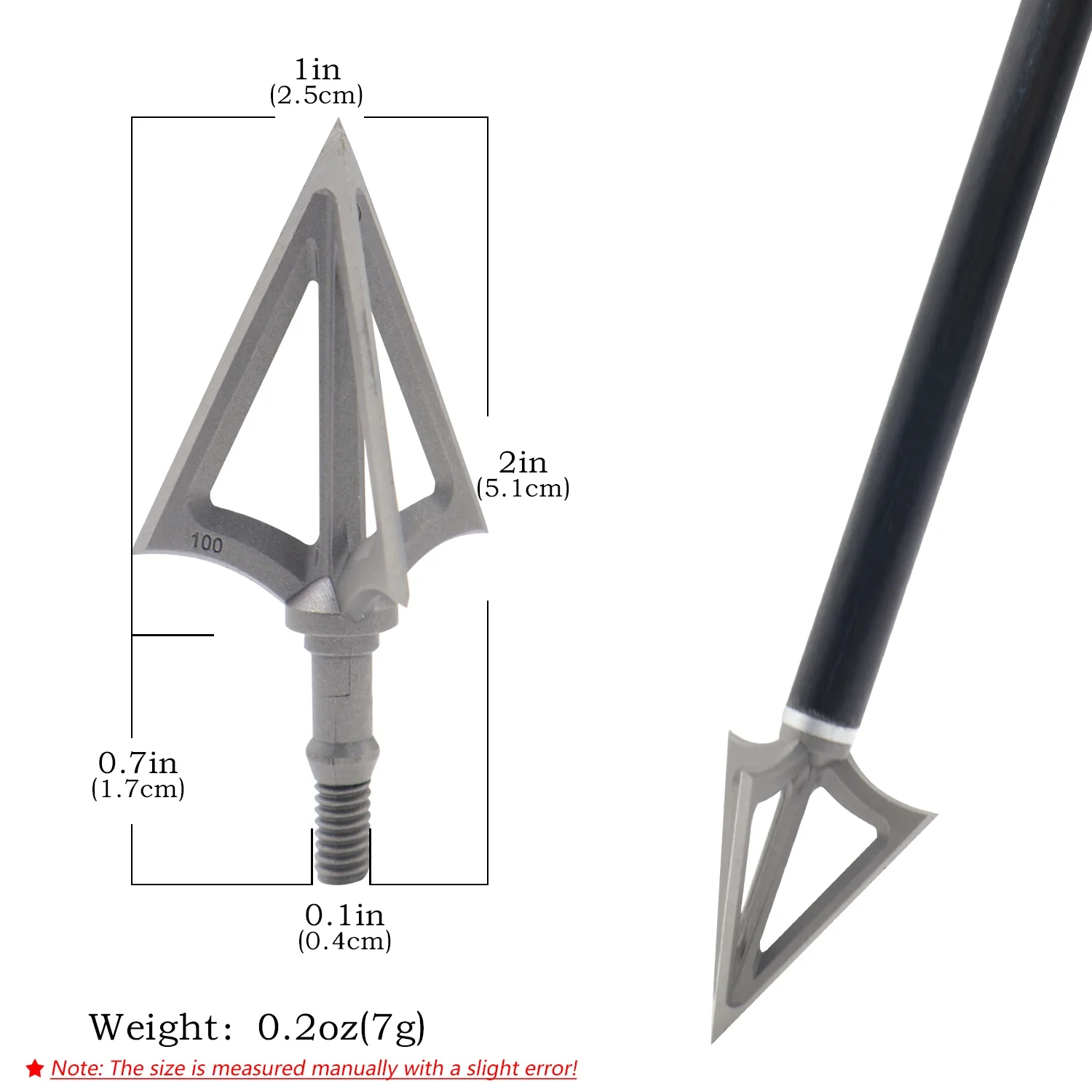 Cuchilla de caza triple filo fijo para arco, una pieza - imagen 2