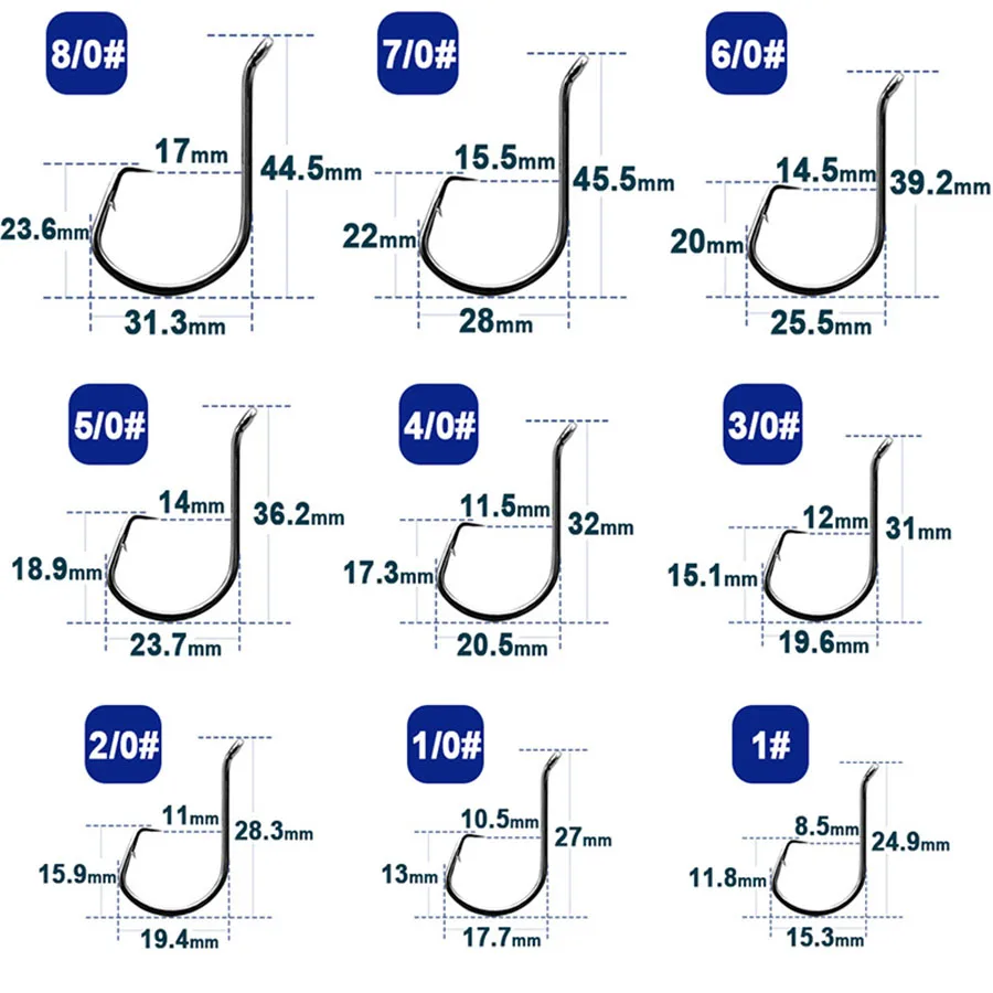 Anzuelos octopus circulares offset con púas en pack