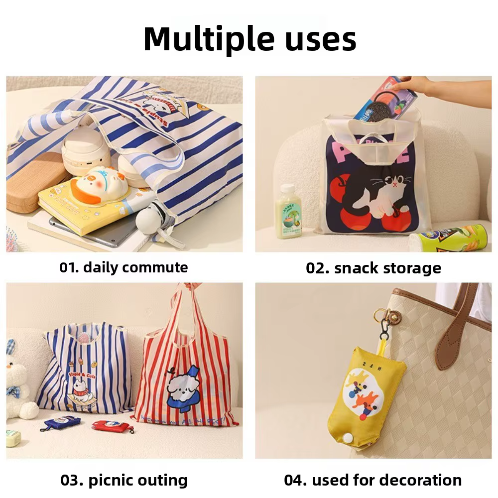 Bolsa de compra plegable reutilizable con diseño divertido - imagen 2