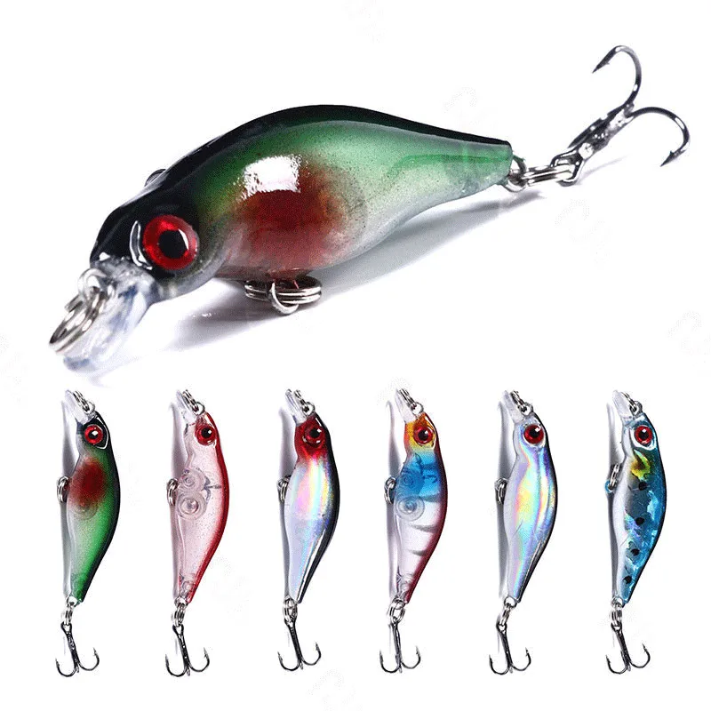 Señuelo lubina Minnow Crankbait Wobbler duro con ojos 3D realistas