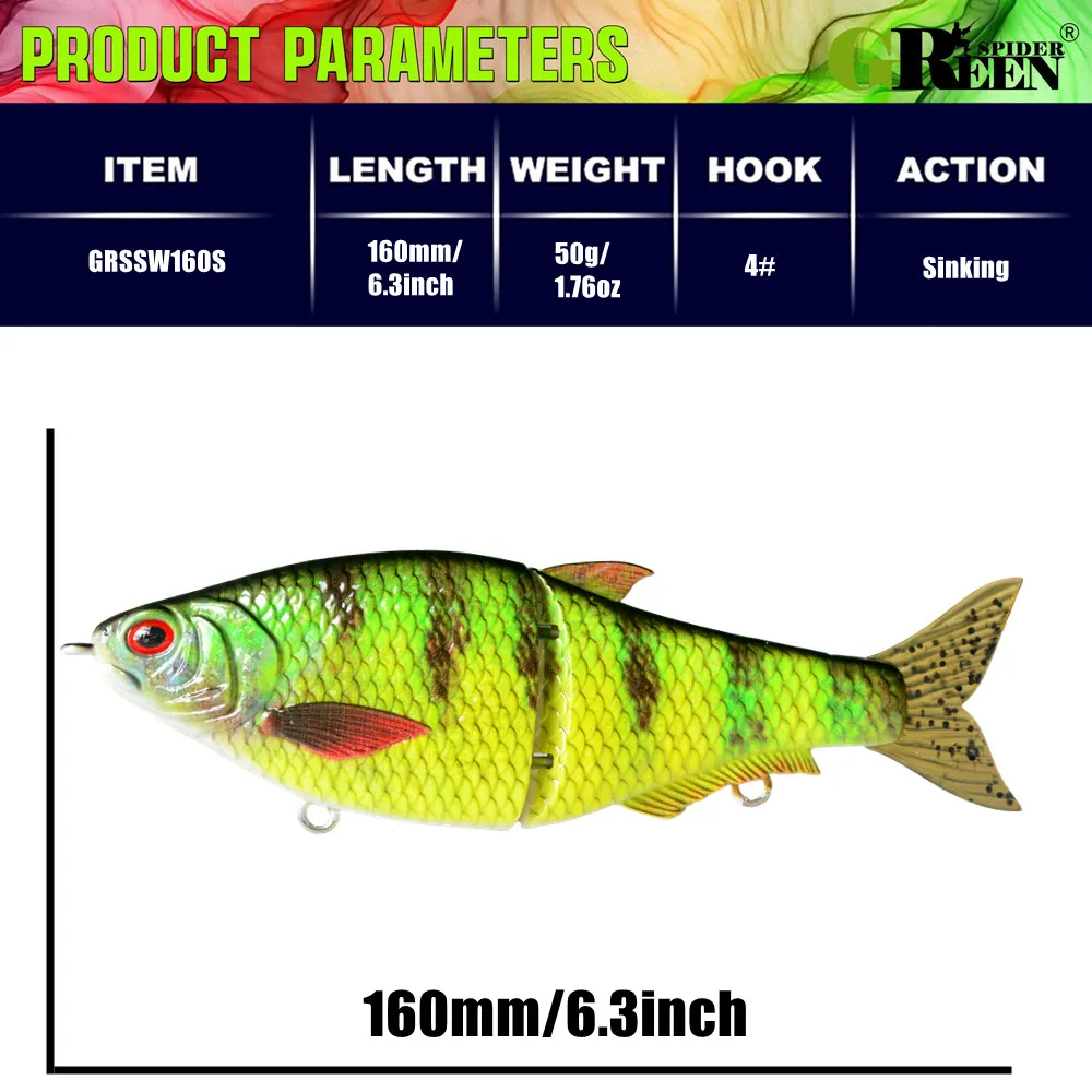 Greenspider Glide Swimbait – Señuelo de silicona hundido para lucio