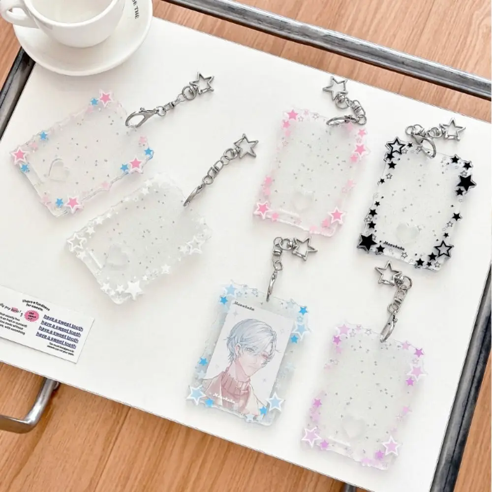 Portafotos acrílico con estrellas brillantes y llavero mini regalo - imagen 3