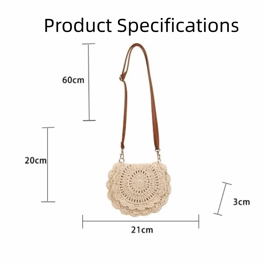 Bolso Redondo Tejido con Diseño Floral y Correa Ajustable para Mujer - imagen 3