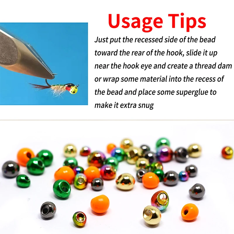 Cuentas de tungsteno compensadas para atar ninfas y moscas - imagen 4