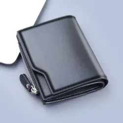 Cartera para hombre de cuero sintético con cierre y tarjetero
