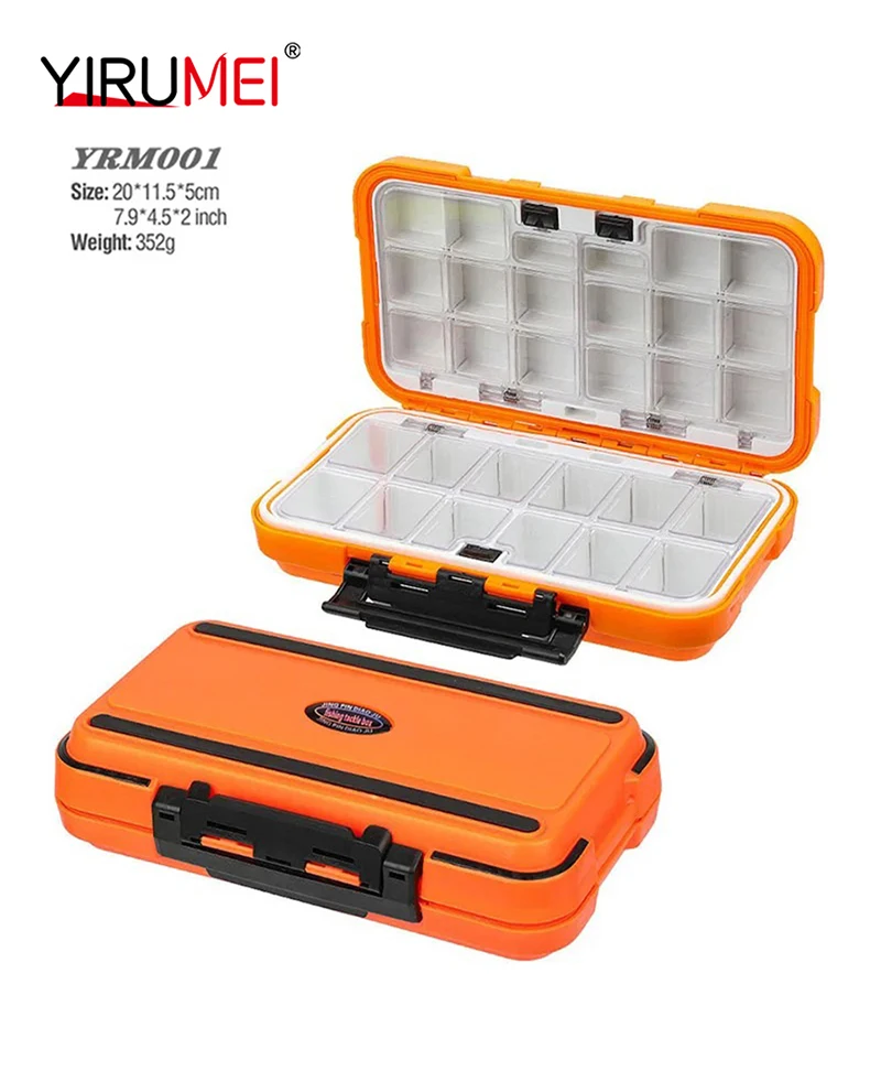 Caja de aparejos de pesca impermeable vista frontal con sellado