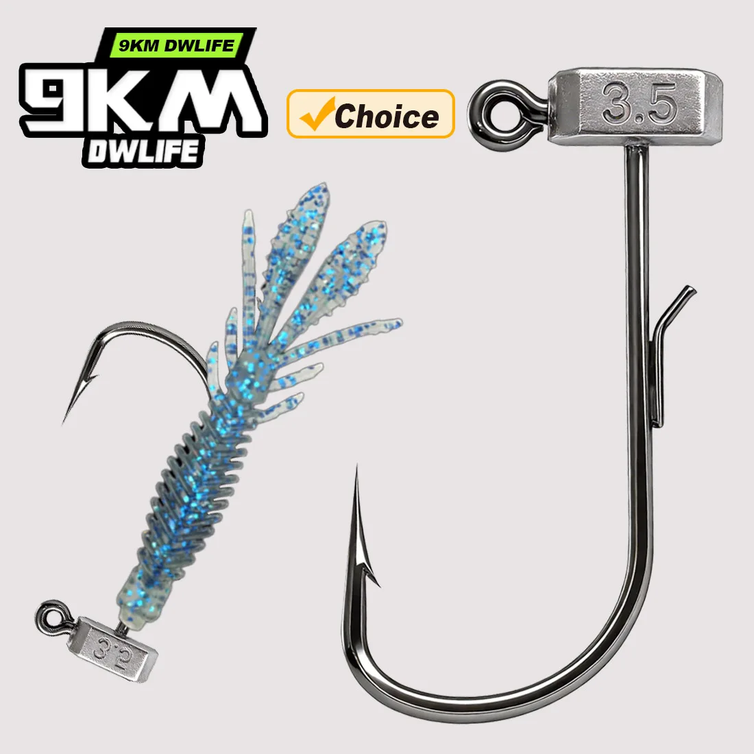 9KM Ned Jig Head tipo hongo con retén hexagonal para swimbait