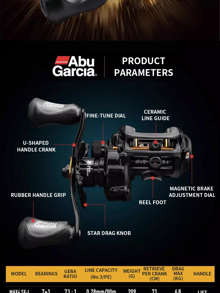 Detalle del sistema de freno del Abu Garcia MAX4 SX