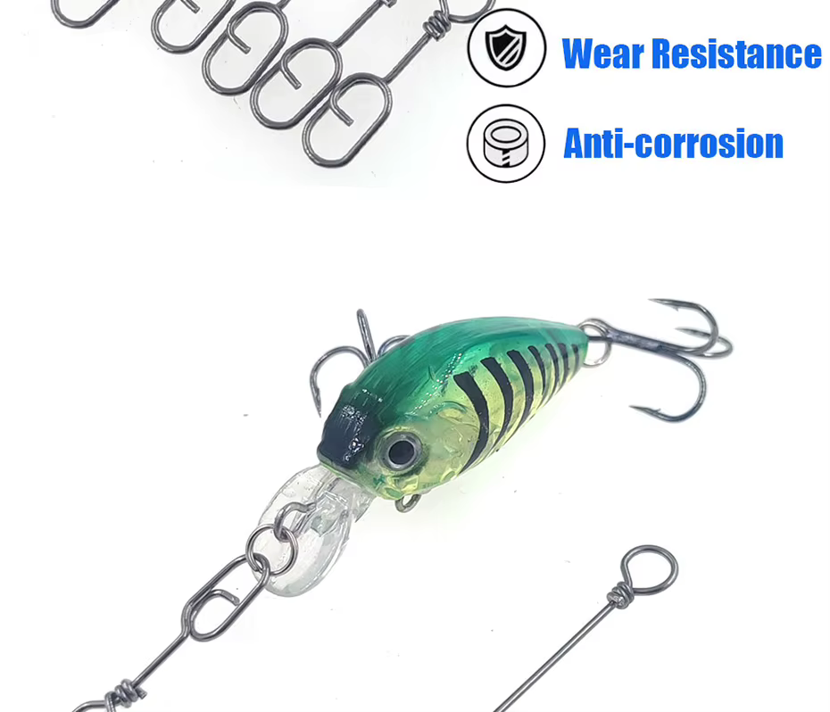 Vista detallada del conector para señuelos de pesca