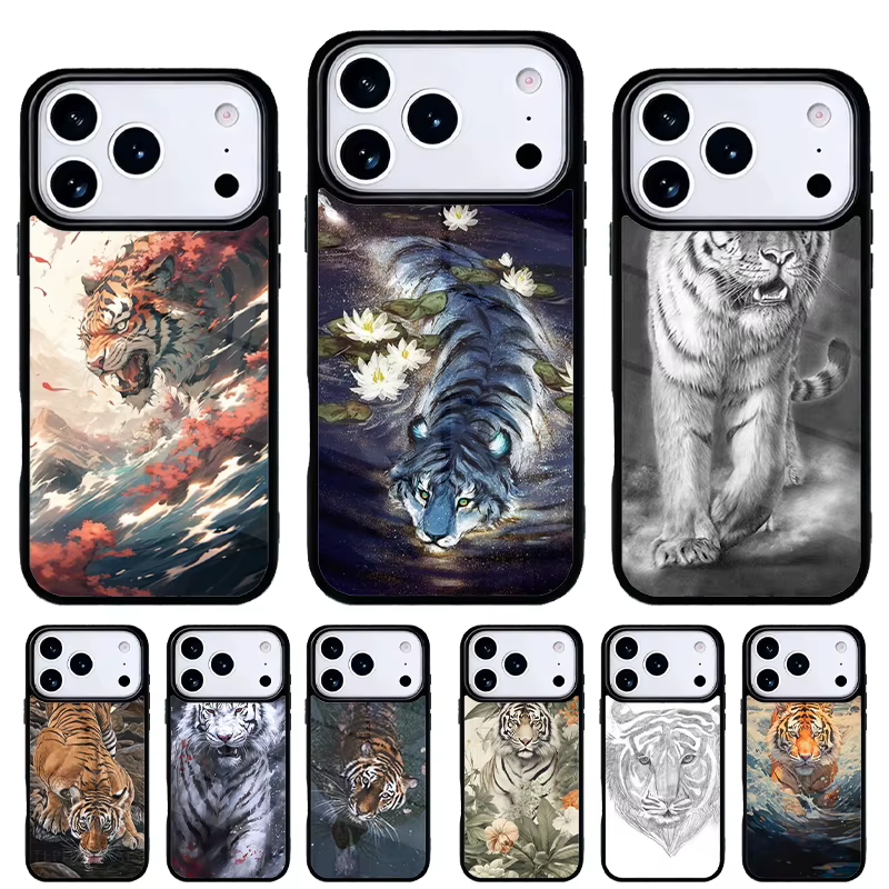 Funda Diseño Tigre para iPhone 11 a 17 Pro Max