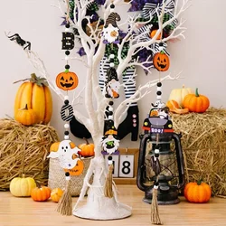 Colgantes Halloween madera – Calabaza, gnomo y fantasma para decoración pared