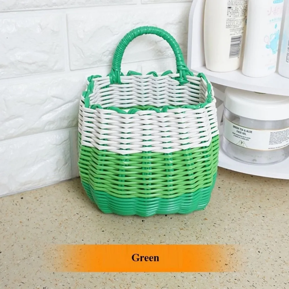 Cesta de mimbre tejida a mano multicolor en PE para picnic - imagen 4
