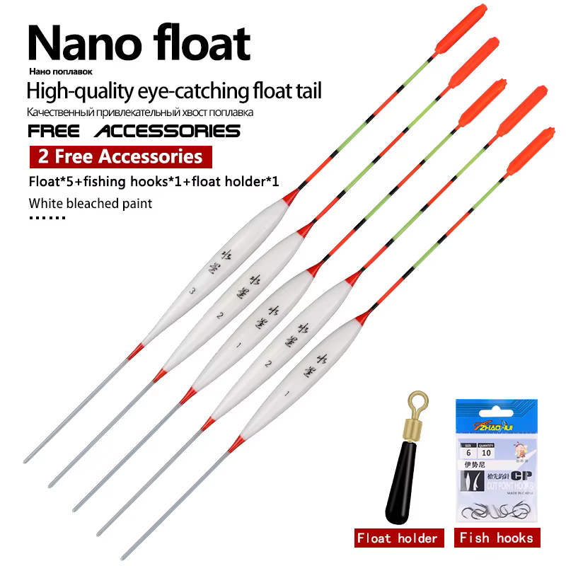 Flotadores Nano para pesca en agua dulce – Kit con soporte y tubos