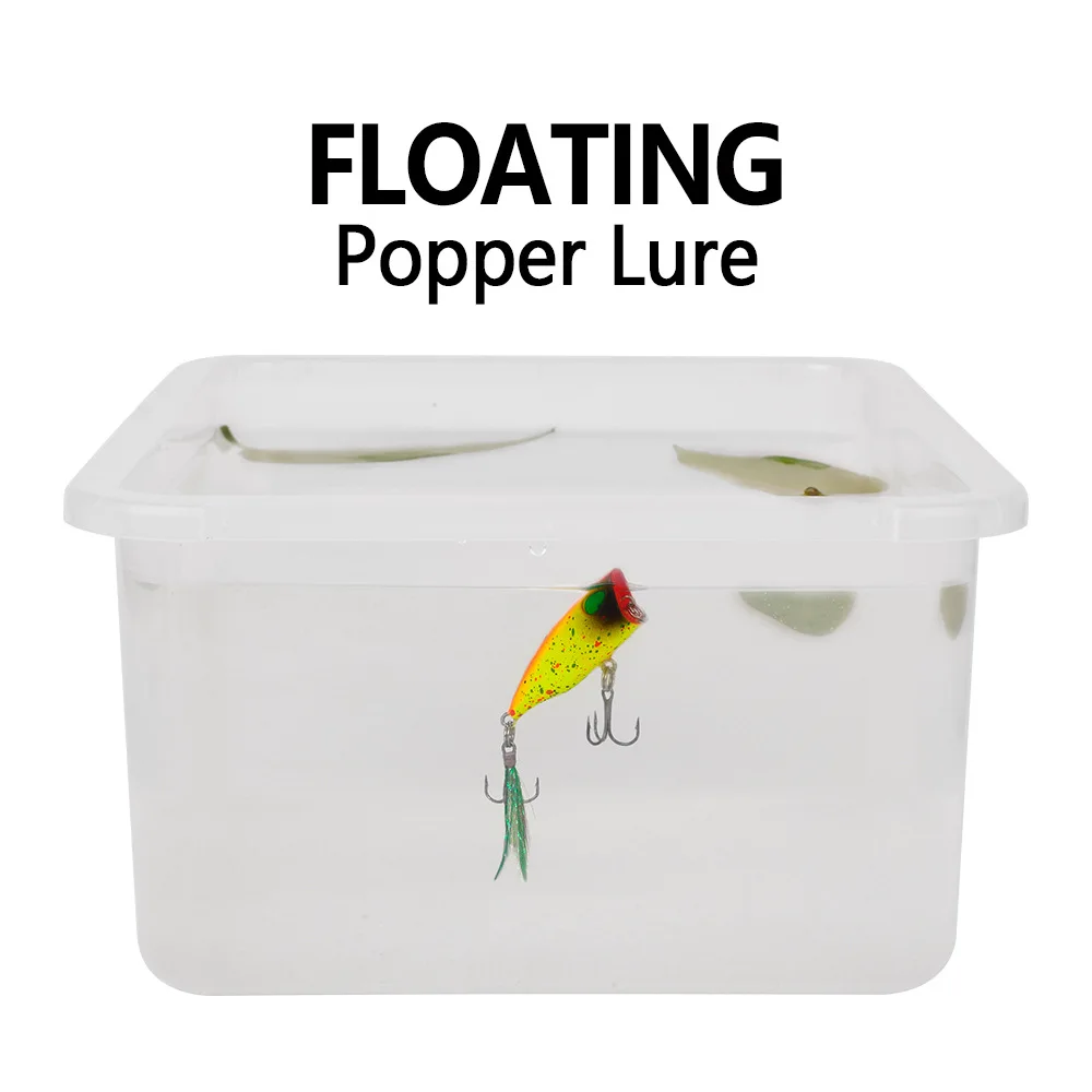 Popper Topwater Mini 43 mm – Señuelo duro de 4 g con anzuelo de pluma - imagen 5