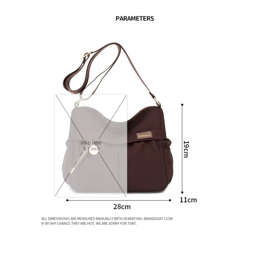 Bolso bandolera nailon color sólido visto de frente