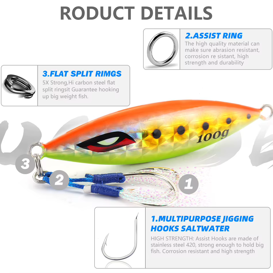 MOOKZZ Jig Lento de Metal – Señuelo para jigging marino - imagen 5