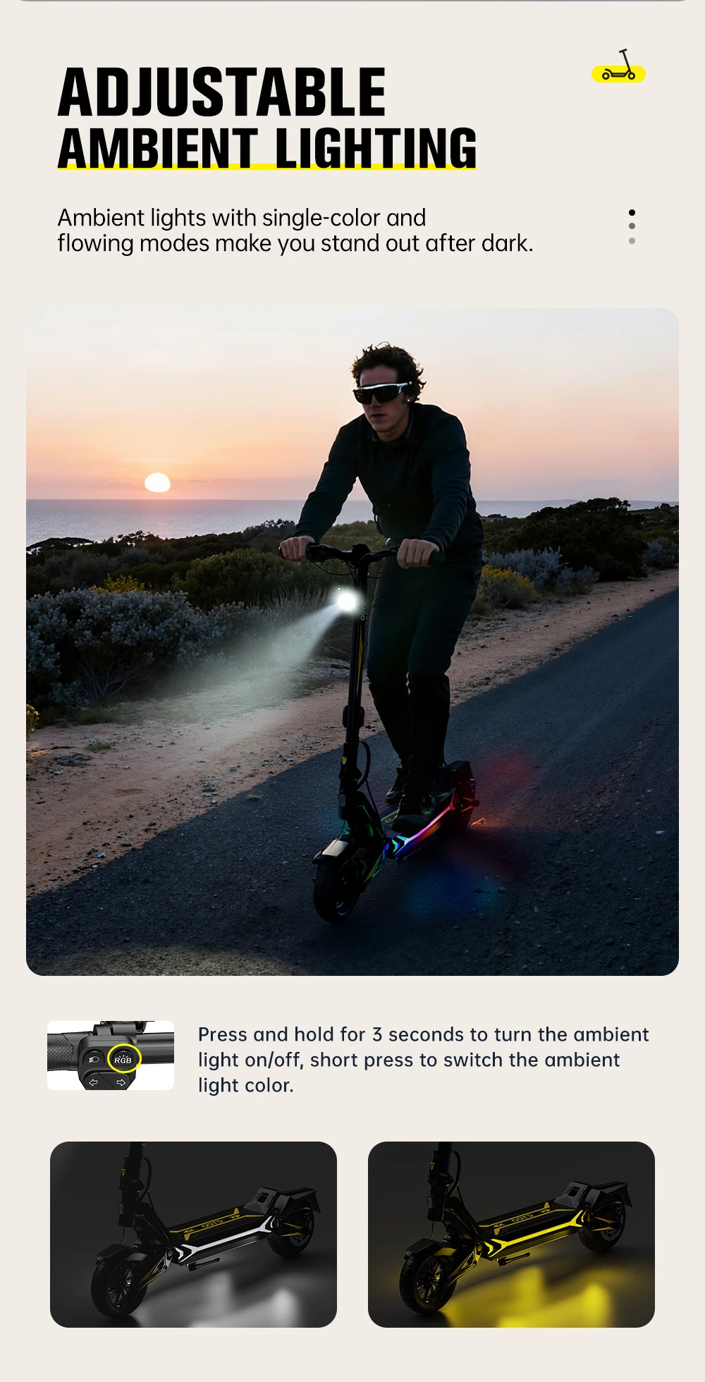 Scooter eléctrico OOTD SR1 con frenos de disco dobles y motor potente