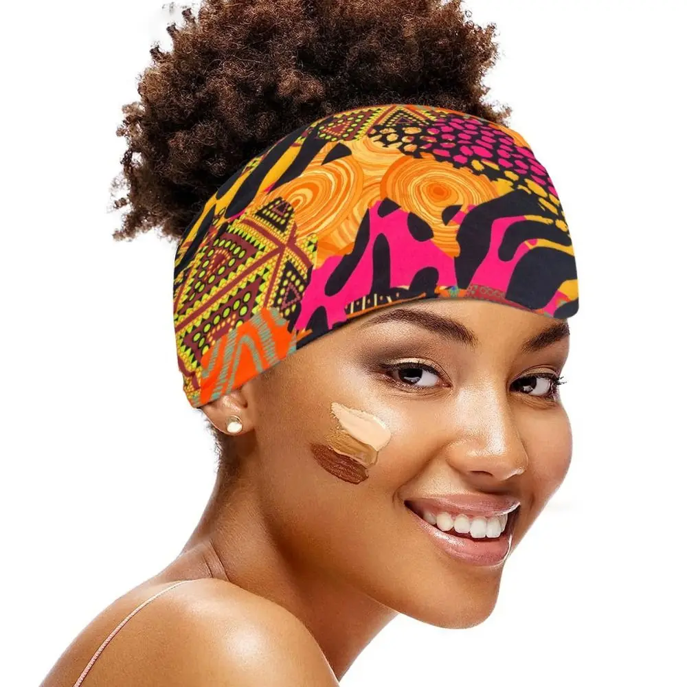 Diadema Bohemia de algodón elástico estampado africano extra grande - imagen 4