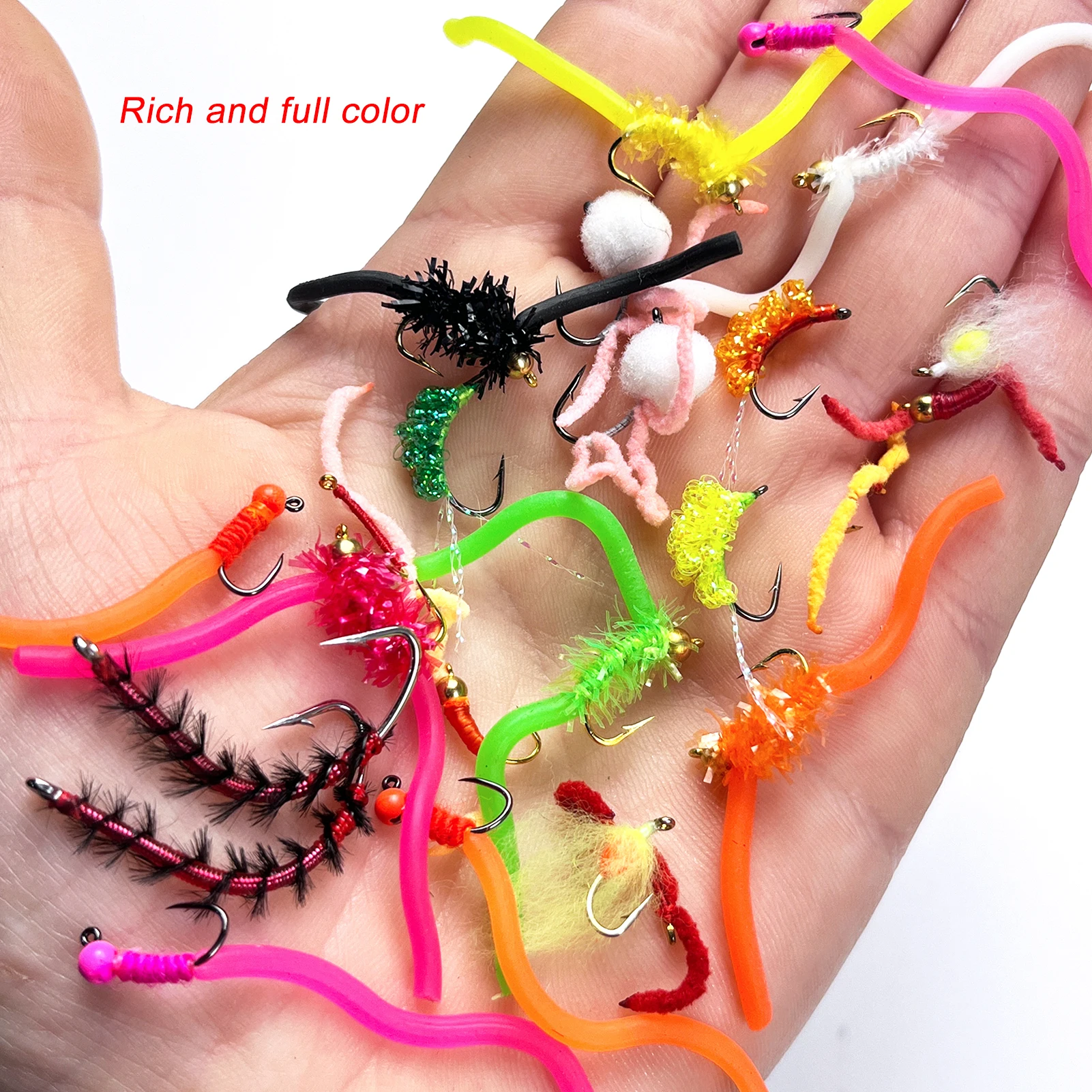 Moscas de pesca FREE FISHER con plumas y ninfa, caja EVA - imagen 4