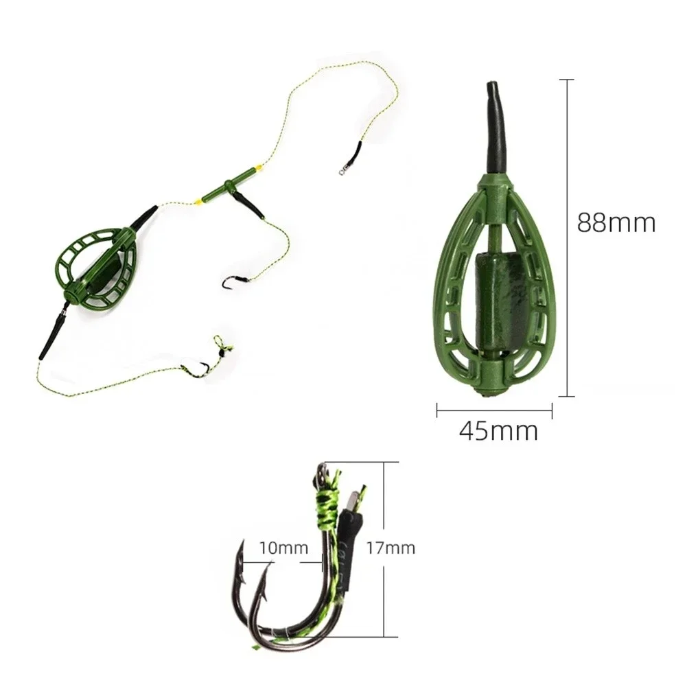 Alimentador colgante verde para pesca con carpas