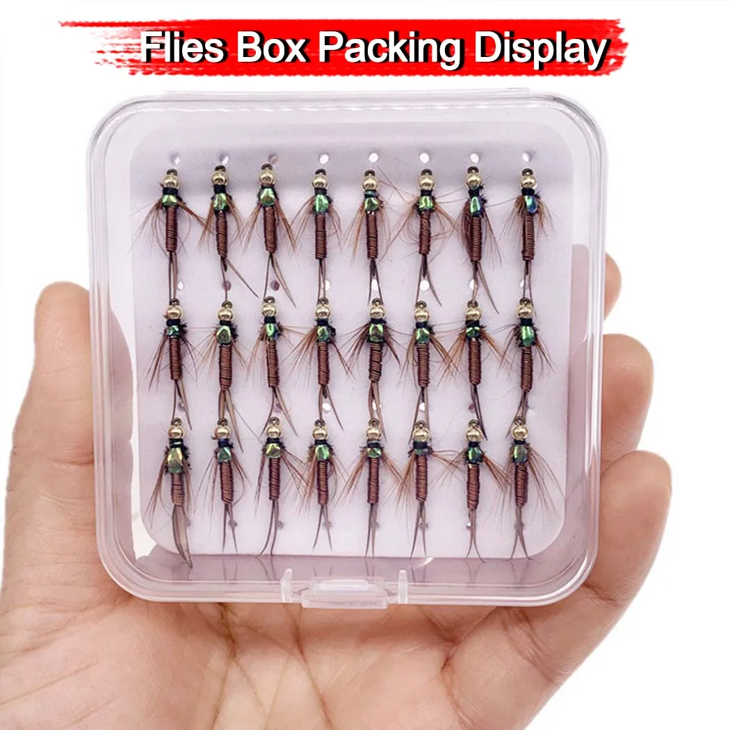Set de moscas en caja