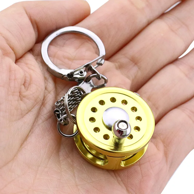 Llavero carrete de pesca metal – Colgante tambor para aparejos - imagen 3