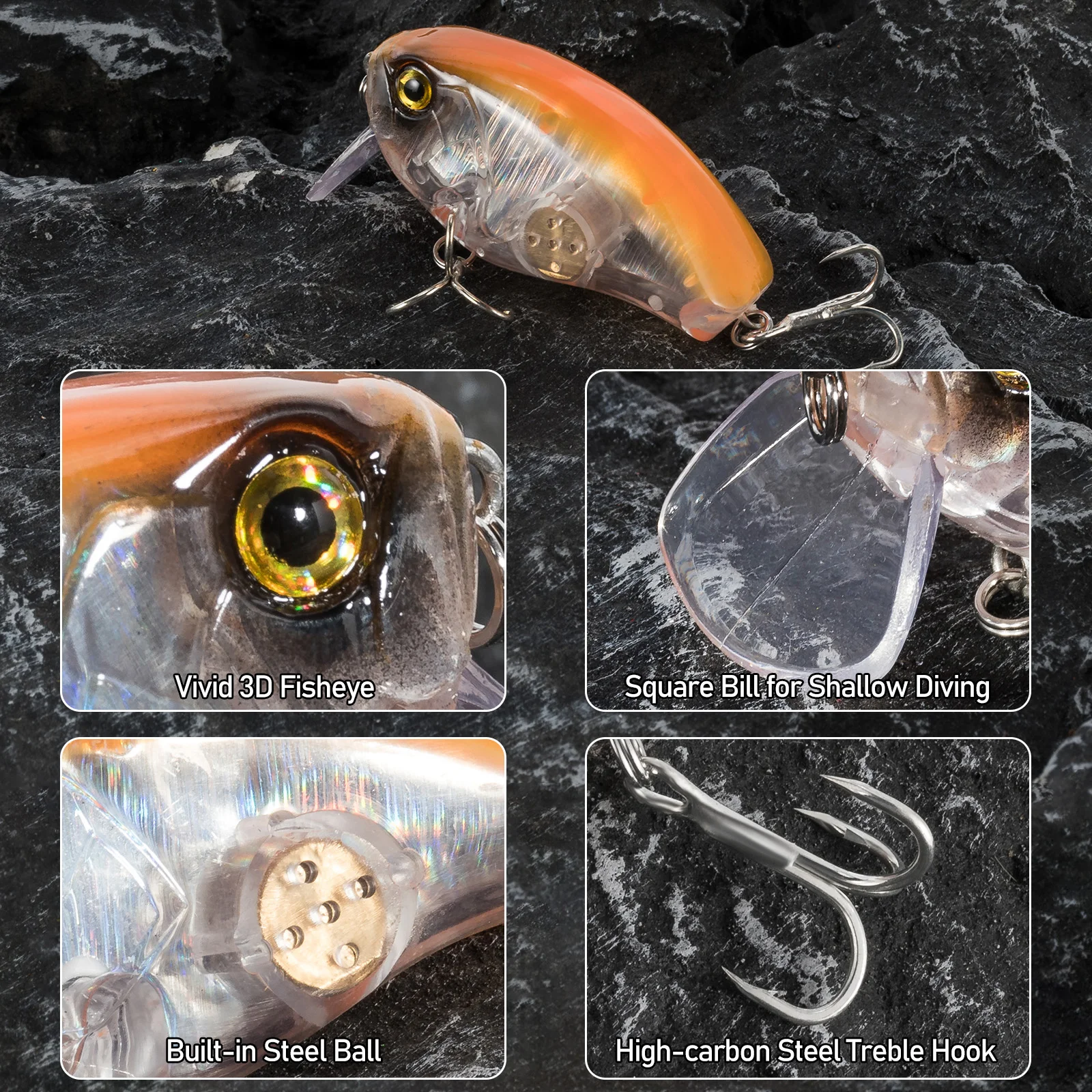 Crankbait Square Bill – Señuelo minnow para lubina y trucha - imagen 4
