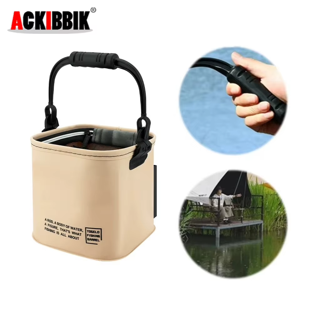 Cubo Plegable de Pesca – Impermeable con Mango Ergonómico