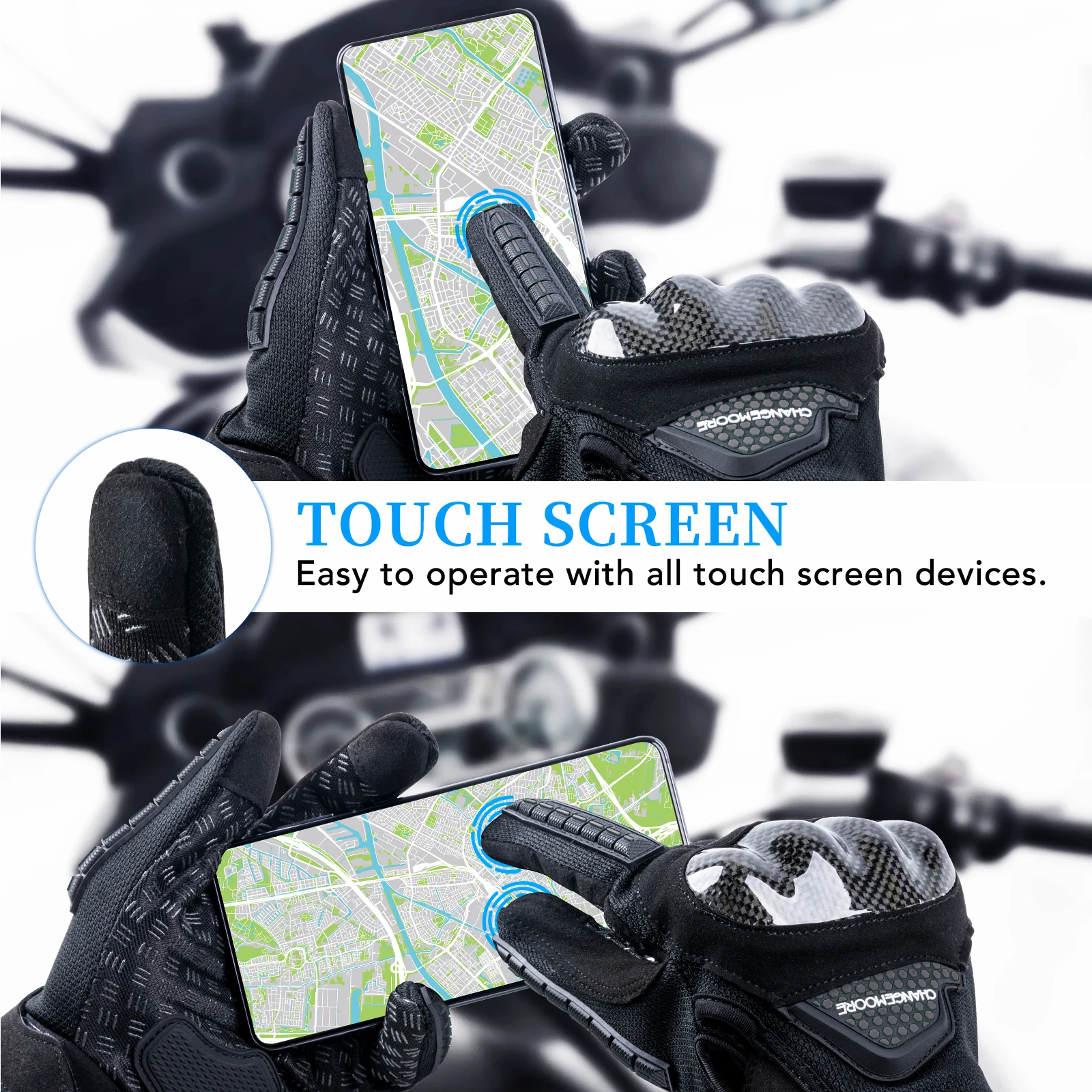 Guantes motocross con nudillos rígidos, táctil y protección - imagen 2