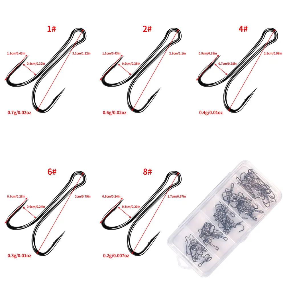 Anzuelos dobles con púas de acero al carbono para pesca de carpa - imagen 2
