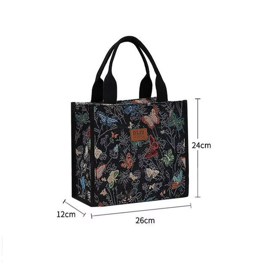 Bolsa térmica para almuerzo de lona impermeable con mariposas - imagen 5
