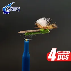 ANFS Moscas tipo paracaídas con anzuelo para pesca con mosca