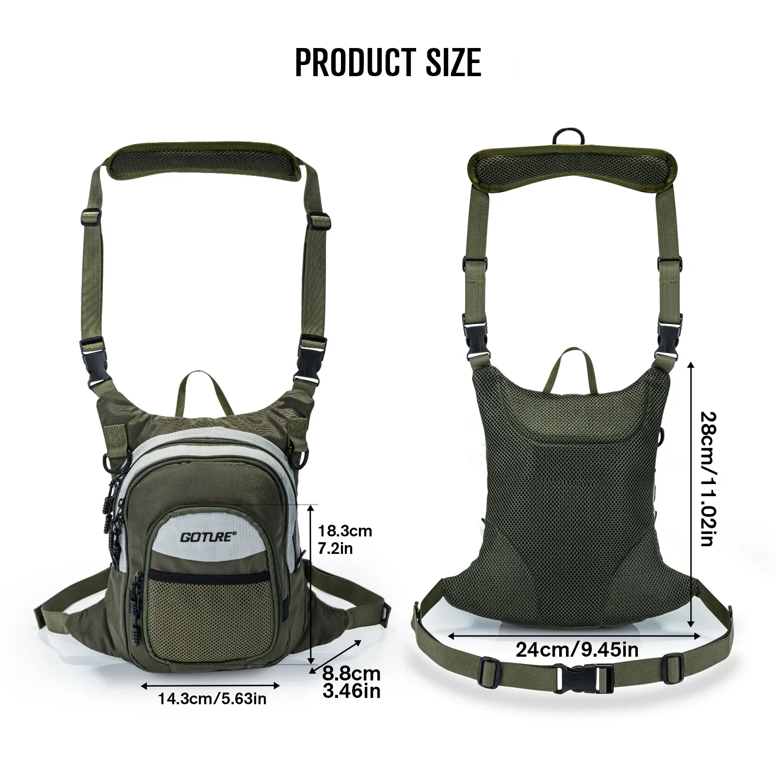 Goture Pechera Impermeable – Bolsa de Pesca 3 Capas con Correa - imagen 2