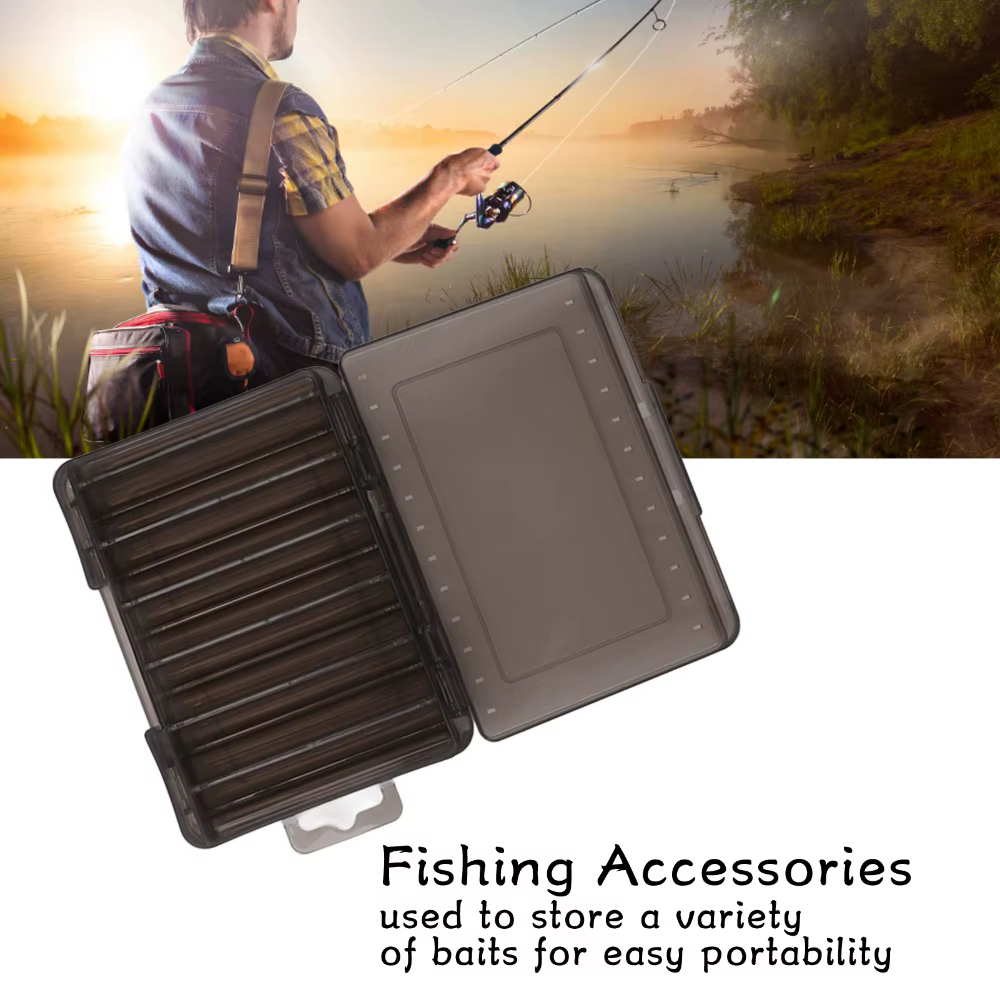 Estuche de señuelos de pesca cerrado con asa