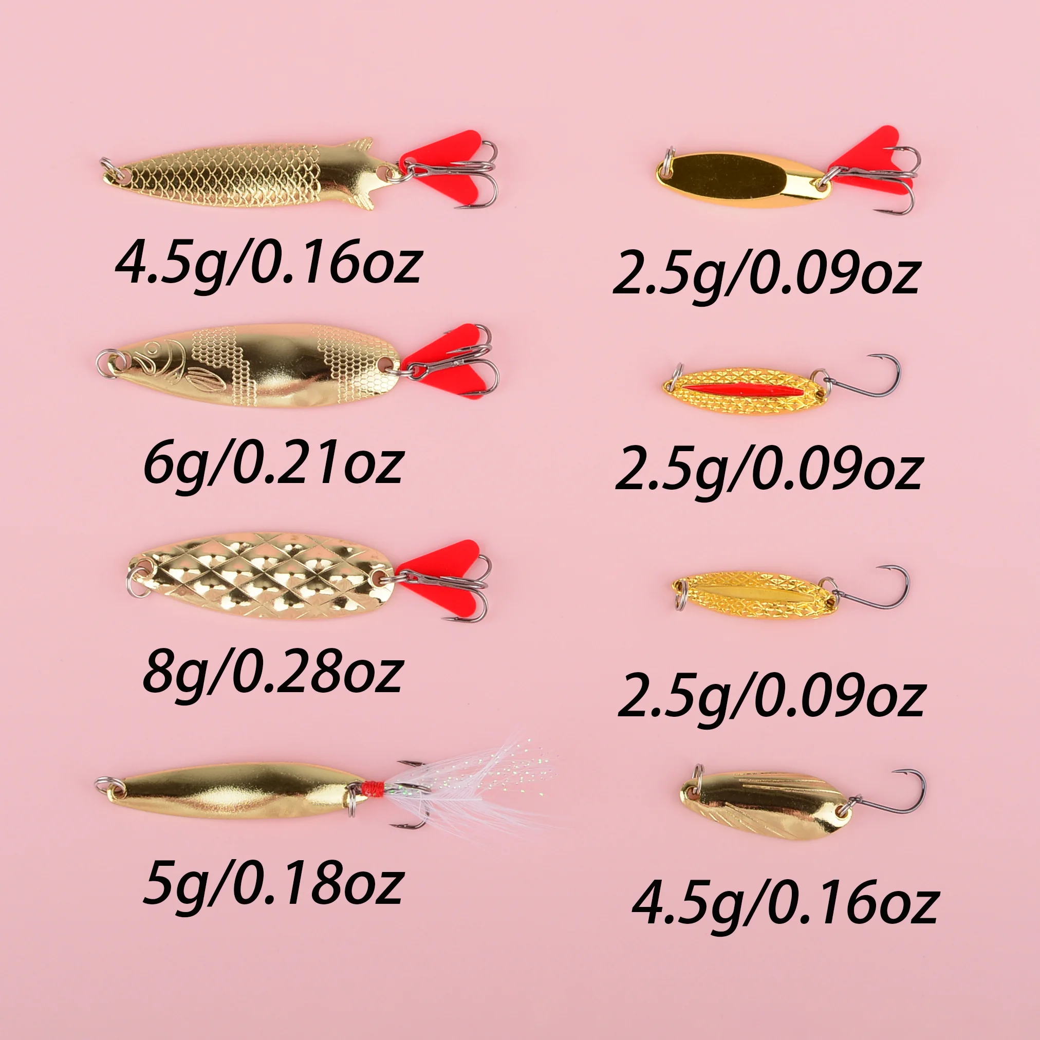 Cucharas metálicas para lucio con lentejuela giratoria y triples - imagen 3