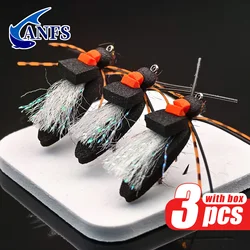 Moscas de espuma Savage Cicada ANFS – Negras talla 8 para pesca a mosca