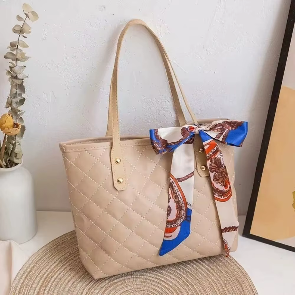Bolso Tote Mujer PU Gran Capacidad con Bordado y Bufanda - imagen 5