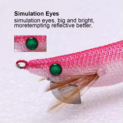 Señuelo Calamar Madera Luminosa Premium Ojo 3D Anzuelo Afilado