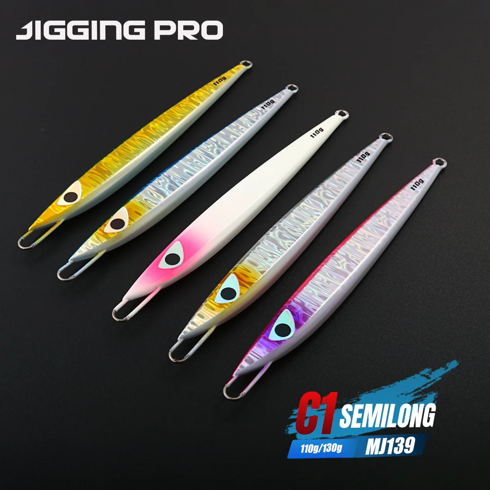 Metal jig semi long en acción vertical